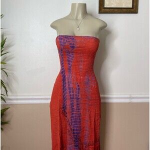 California Woman Women's Y2K Vintage Strapless Flowy Maxi Dress
